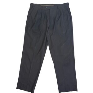 Arrow Mens Black Double Pleated Dress Pants Trousers 40x32 Regular Fit Business